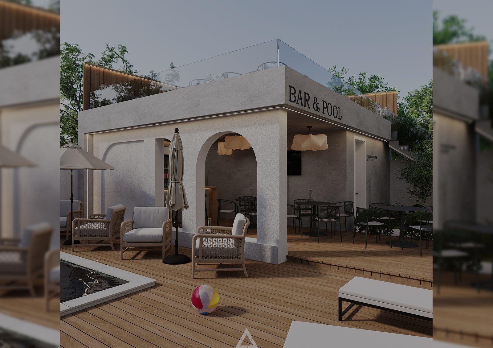 architecture in Tirana, architecture in Albania, modern architecture, architecture studio Albania, landscape architecture, outdoor design, terrace design, rooftop terrace, bar and pool design, landscape oasis, garden terrace, urban oasis, modern courtyard design, minimal design, Mediterranean style, natural materials, contemporary architecture, sustainable design, studio arkitekture Shqipëri, projekt arkitekture Tiranë, dizajn peizazhi modern